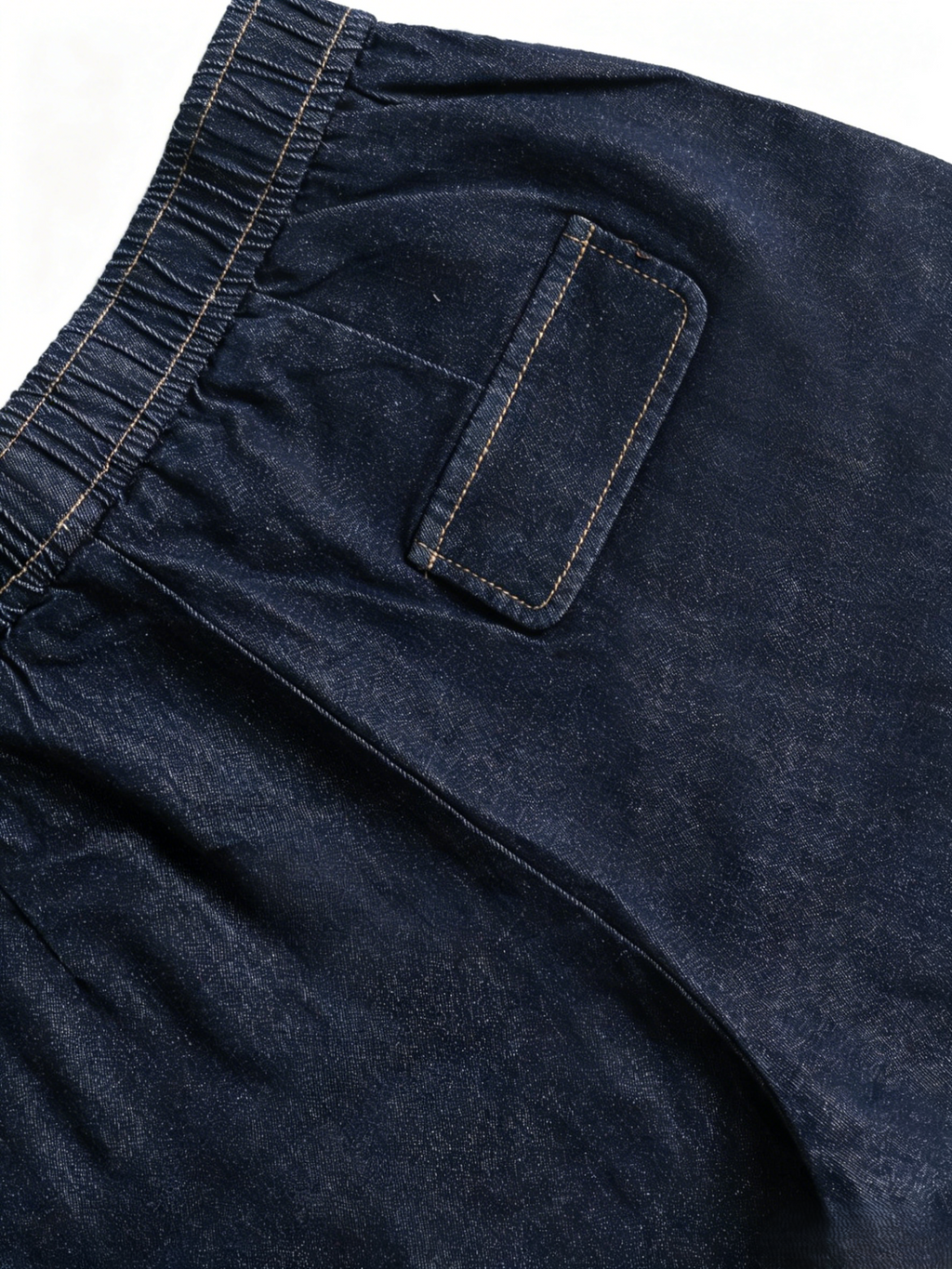 Women's Elastic Waist Denim Shorts Dark Blue Loose Fit Casual Summer Shorts