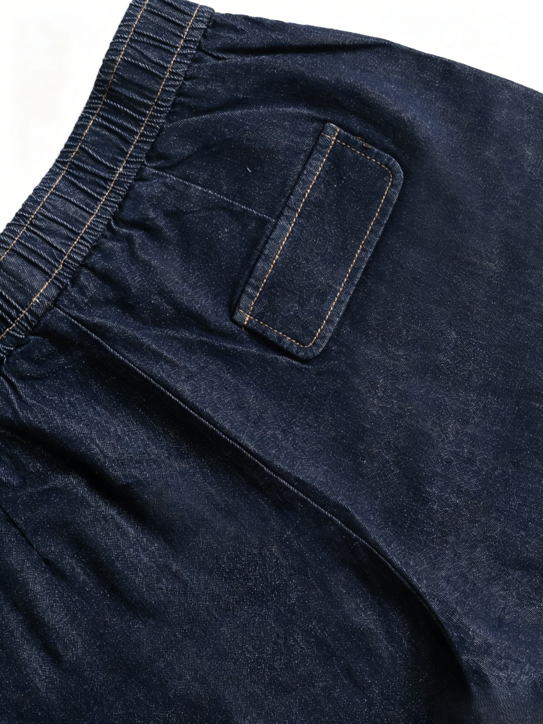 Women's Elastic Waist Denim Shorts Dark Blue Loose Fit Casual Summer Shorts